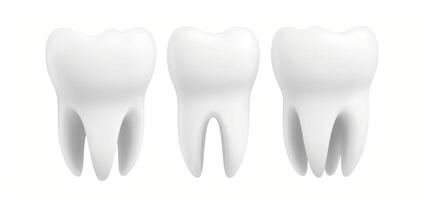 drei Weiß Zähne auf Weiß Hintergrund Banner foto