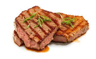 saftig Steak auf Weiß Hintergrund foto