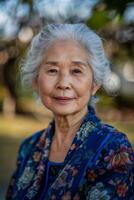 Porträt von ein Alten schön Frau foto