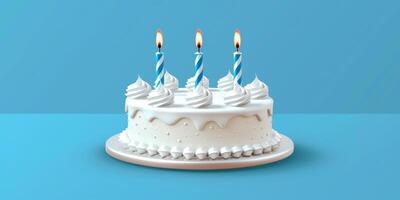 Geburtstag Kuchen mit Kerzen auf ein einfach Hintergrund foto