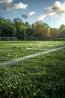 Rasen auf ein Fußball Feld foto