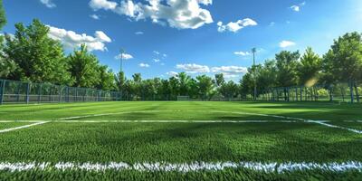 Rasen auf ein Fußball Feld foto