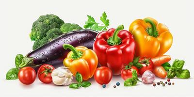 Gemüse und Obst auf ein Weiß Hintergrund foto