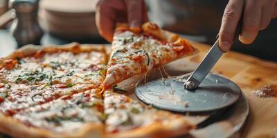 Koch Herstellung Pizza Nahansicht foto