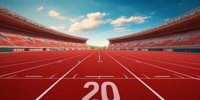 rot Laufen Spur beim das Stadion foto