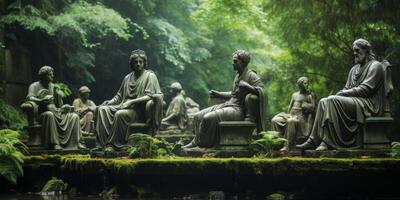 Buddha Statuen im das Wald foto