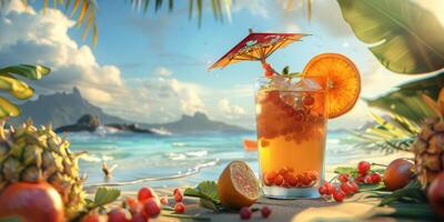 exotisch Obst Cocktails auf das Strand foto