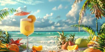 exotisch Obst Cocktails auf das Strand foto