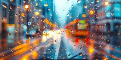 Regen im das Stadt regnerisch Wetter nass Stadt Straßen foto