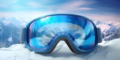 Ski Brille mit Berg Betrachtung foto