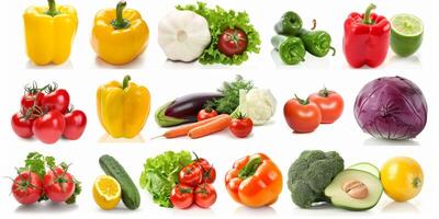 Gemüse und Früchte auf ein Weiß Hintergrund foto