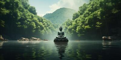 Buddha Statue im Grün Wald foto