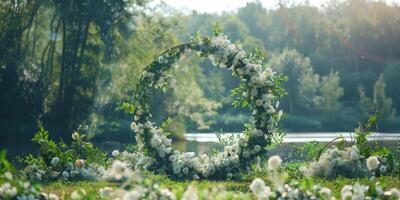 Blumen- Hochzeit Bogen im Natur foto