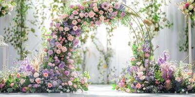 Blumen- Hochzeit Bogen im Natur foto