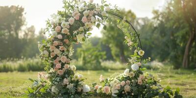 Blumen- Hochzeit Bogen im Natur foto