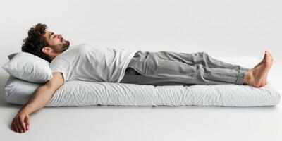 Mann schläft im Bett foto