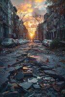 zerstört Stadt nach Erdbeben foto