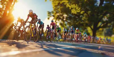 Radfahrer mit Fachmann Rennen Sport Ausrüstung Reiten foto