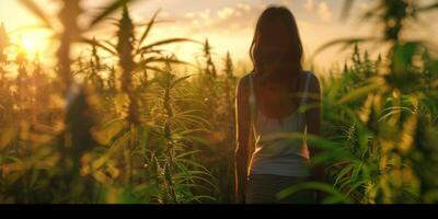 Frau wachsend Cannabis foto