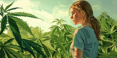 Frau wachsend Cannabis foto