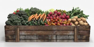 hölzern Box Korb mit Gemüse foto