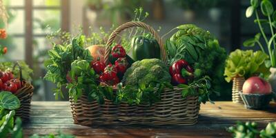 hölzern Box Korb mit Gemüse foto