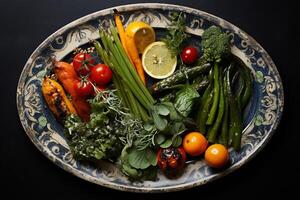 Kopfgeld Teller mit saisonal Gemüse foto