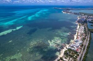 Antenne Aussicht von cancun Hotel Zone, Mexiko foto