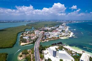 Antenne Aussicht von cancun Hotel Zone, Mexiko foto