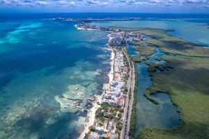 Antenne Aussicht von cancun Hotel Zone, Mexiko foto