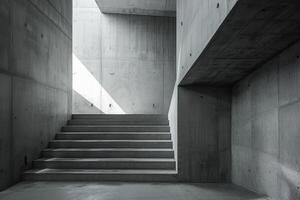 ein Treppe gemacht von Beton Schritte führen oben zu ein Fenster foto