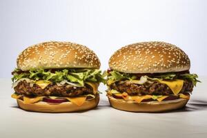frisch bereit Burger verpackt im Kisten perfekt versiegelt zum Lieferung und äußerst Geschmack Erhaltung foto