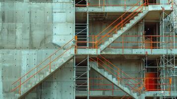 das Konstruktion von Treppen und Aufzüge Bereitstellung Zugriff zu anders Ebenen von das Gebäude foto