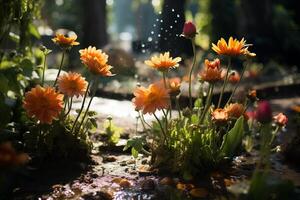 ein bunt Blumen wachsend im das Garten oder draußen. foto