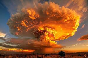 unheimlich nuklear Explosion im draussen, Pilz Wolke von nuklear Waffen foto