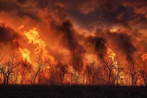unheimlich enorm Hurrikan Feuer Tornado, apokalyptisch dramatisch Hintergrund foto