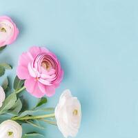 bunt Blumen und schön Blumen- Banner Bild zum Mutter Tag, Damen Tag, Blume Blüte, romantisch, und Valentinstag Tag foto