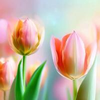 bunt Blumen und schön Blumen- Banner Bild zum Mutter Tag, Damen Tag, Blume Blüte, romantisch, Hochzeit und Valentinstag Tag foto