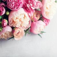 bunt Blumen und schön Blumen- Banner Bild zum Mutter Tag, Damen Tag, Blume Blüte, romantisch, Hochzeit und Valentinstag Tag foto