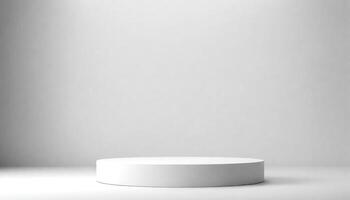 Weiß runden Stand Podium zum Platzierung Produkt foto