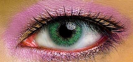 schließen oben Bild von gesund Mensch Augen mit Wimpern foto