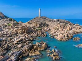 Antenne Aussicht von ke ga Strand beim mui ne, Phan diet, binh Thuan, Vietnam. ke ga Kap oder Leuchtturm ist das die meisten Lieblings Ziel zum Besucher. foto