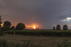 Dämmerung Himmel Über das Felder foto