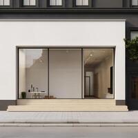 minimalistisch Geschäft Fassade Zeichen zum Design Attrappe, Lehrmodell, Simulation foto