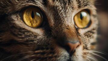 schließen oben von ein Katze Augen foto