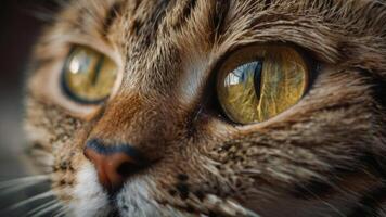 schließen oben von ein Katze Augen foto