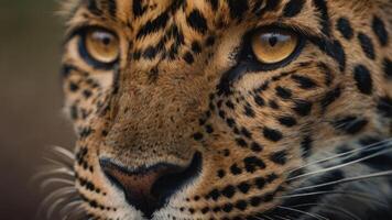 schließen oben von ein Leoparden Gesicht mit ein dunkel Hintergrund foto