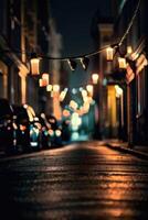 ein verschwommen Bild von ein Straße beim Nacht foto