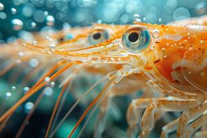 Blick in das Wasser- Wunderland mit ein Solo Garnele im üppig Grüns foto