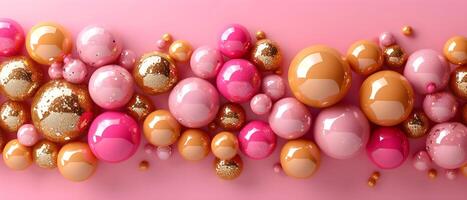 abstrakt bunt Hintergrund mit bunt glänzend Bälle auf Rosa Hintergrund foto